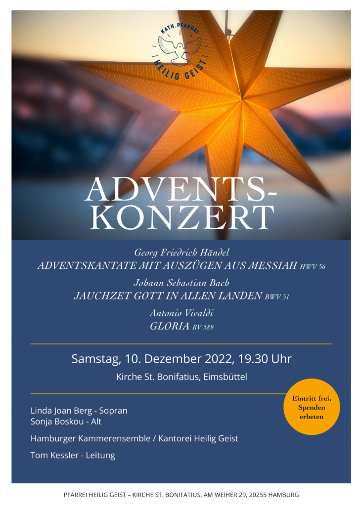 Weihnachtskonzert der Kantorei Heilig Geist und des Hamburger Kammerensembles am 10. Dezember 2022