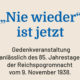 „Nie wieder“ ist jetzt – Gedenkveranstaltung anlässlich des 85. Jahrestages der Reichspogromnacht vom 9. November 1938.