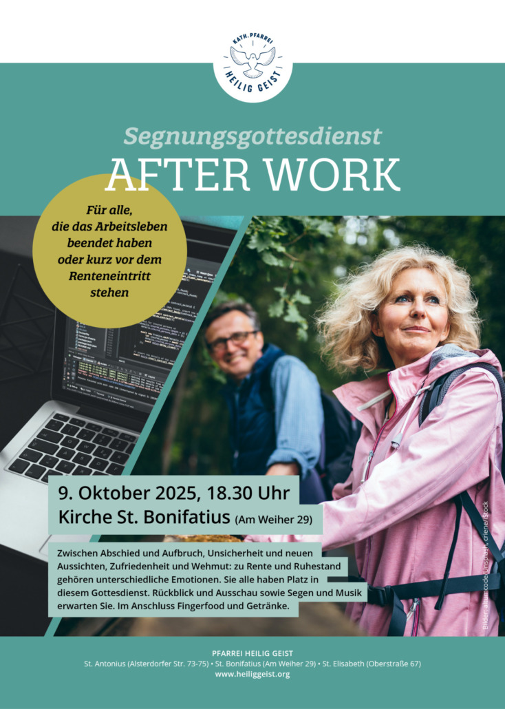 Segnungsgottesdienst After work in St. Bonifatius am 9. Oktoberfest 2025 um 18.30 Uhr