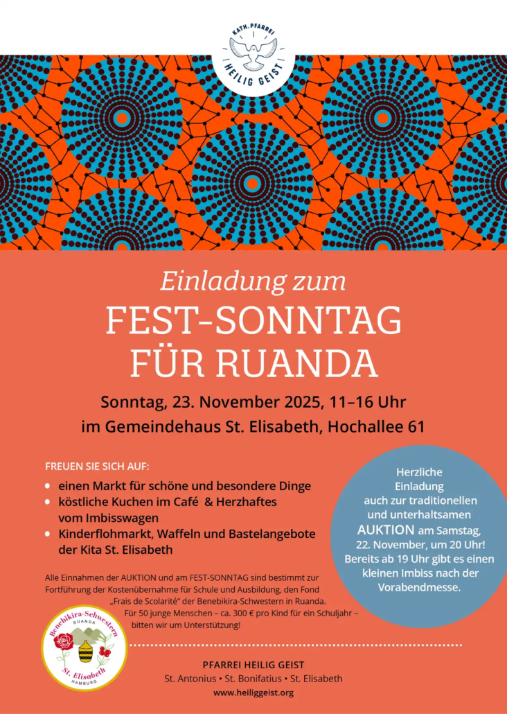 Ruandatag 2025 –– Fest-Sonntag für Ruanda 23. November 2025, Gemeindehaus St. Elisabeth, Pfarrei Heilig-Geist Hamburg