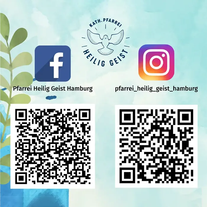 Sie finden die katholische Pfarrei Heilig Geist Hamburg auf Instagram und Facebook